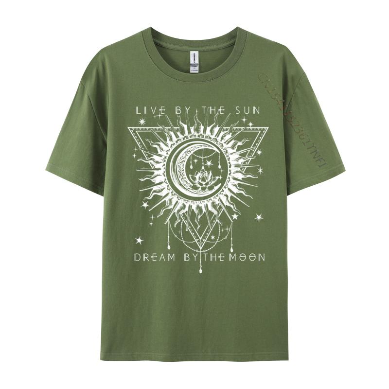 Live By The Sun Dream By The Moon Boho Printed On T Shirt New Arrival O Neck Casual Unisex Tshirts Street Tops Shirts