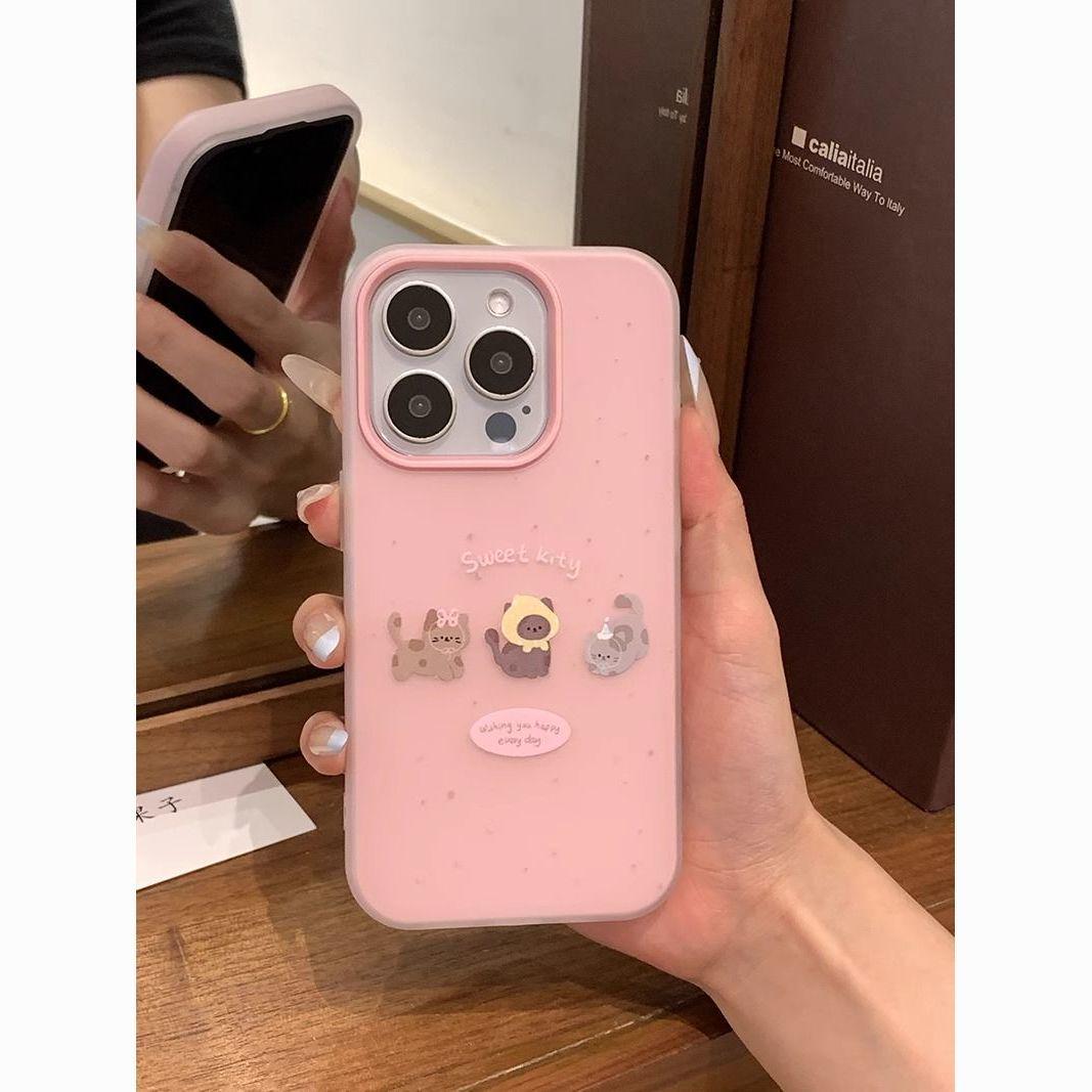 

Triple Spotted Cat Design Phone Case for Apple 17 Pro Max: Matte, Drop-Proof, Two-in-One Jelly Case Apple 13 Pro Max