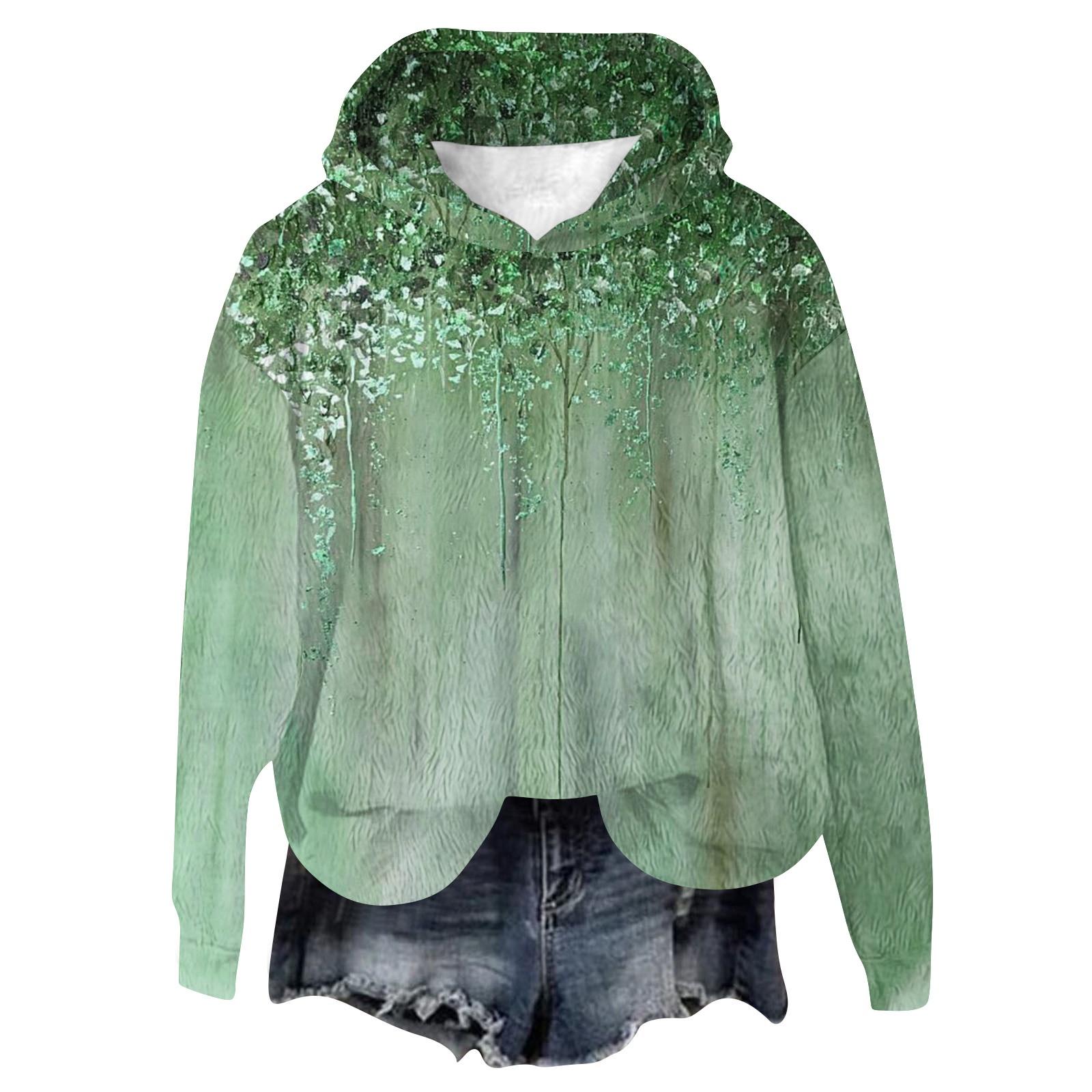 

Женский фланелевый топ с капюшоном и длинным рукавом с принтом, толстовка с капюшоном S