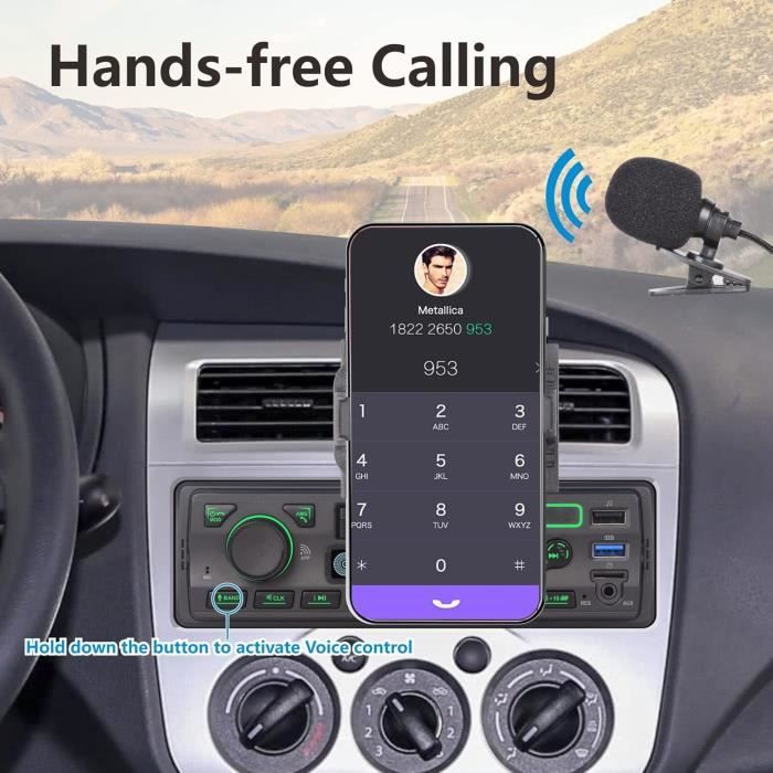 Autoradio bluetooth - lxklsz - single din - prise en charge mains libres - usb/fm/am/tf/aux-in