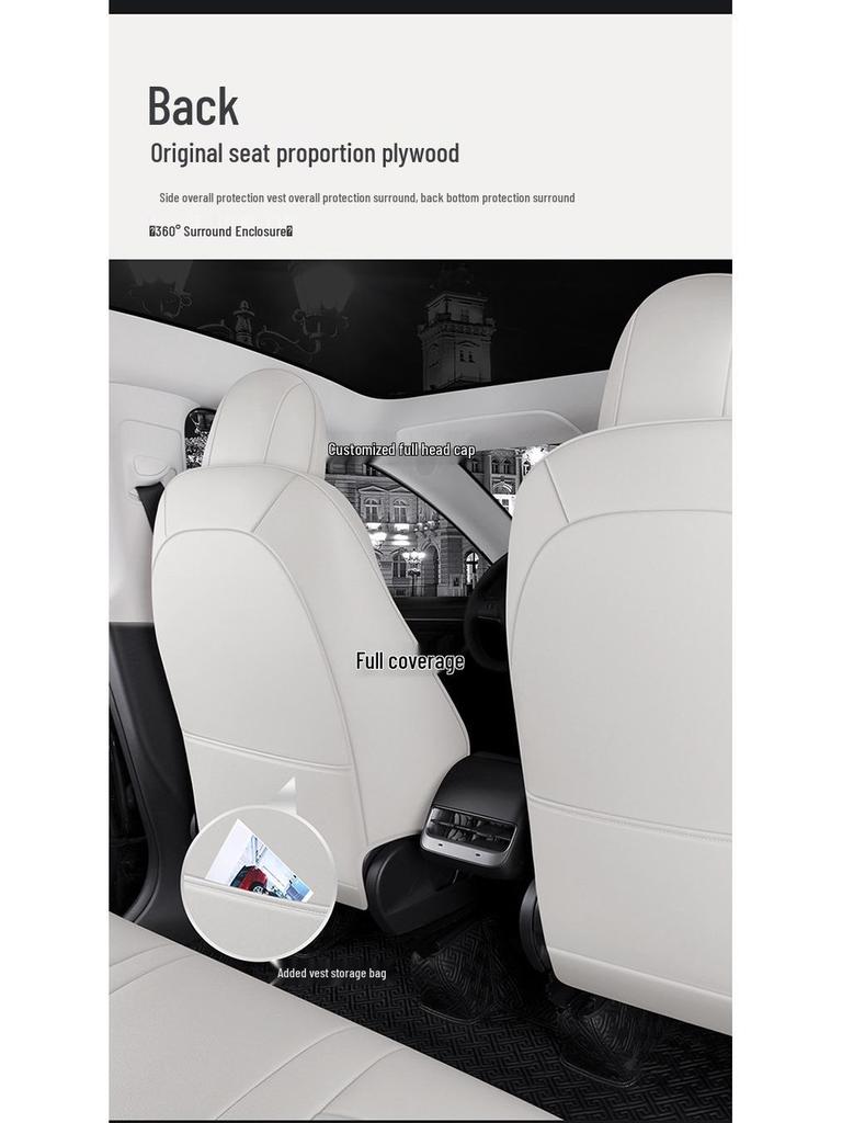 Universal Leather Seat Cushion for Tesla Model Y - All-Season, 5-Seater Fit