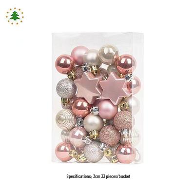 33-Piece Set Light Gold Christmas Ball Ornaments, 3cm Decorative Pendants