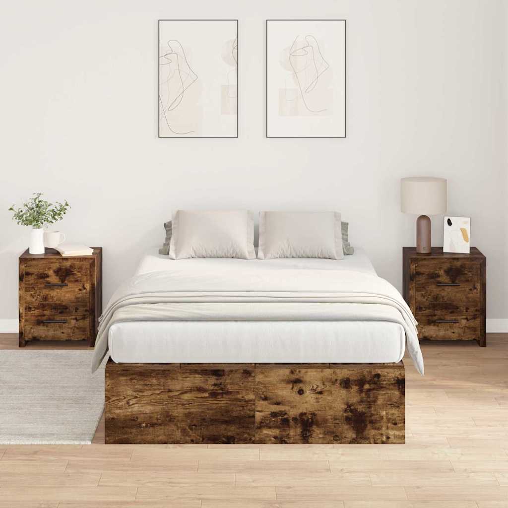 Storage Bed Frame Smoked Oak 120 X 200 Cm