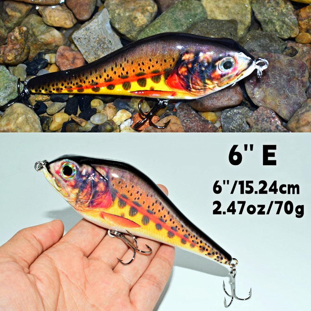 Fishing Lure Bait Swimbait Jerkbait 4inch 6inch Minow Fishhook Crankbait Muskie Bass Lure