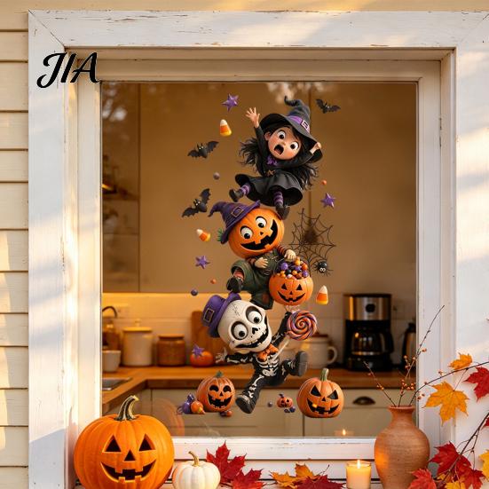 Indoor Outdoor Decorative Clings Halloween Window Clings, PVC Waterproof Static Decals, Removable Festive Wall Stickers