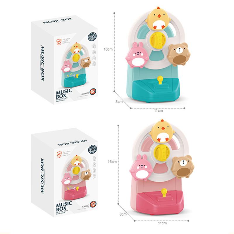 Baby Ferris Wheel Music Box Cartoon Animals Rotating Music Box Bed Bells Educational Toys for Baby Dining Table Suction Cup Toys