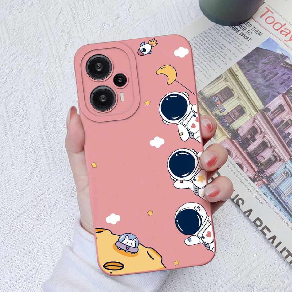 Case For Poco F5 Pro Painted Flowers Soft Liquid Silicone Camera Lens Protection Back Cover For Xiaomi Poco F 5 F5Pro Protectors