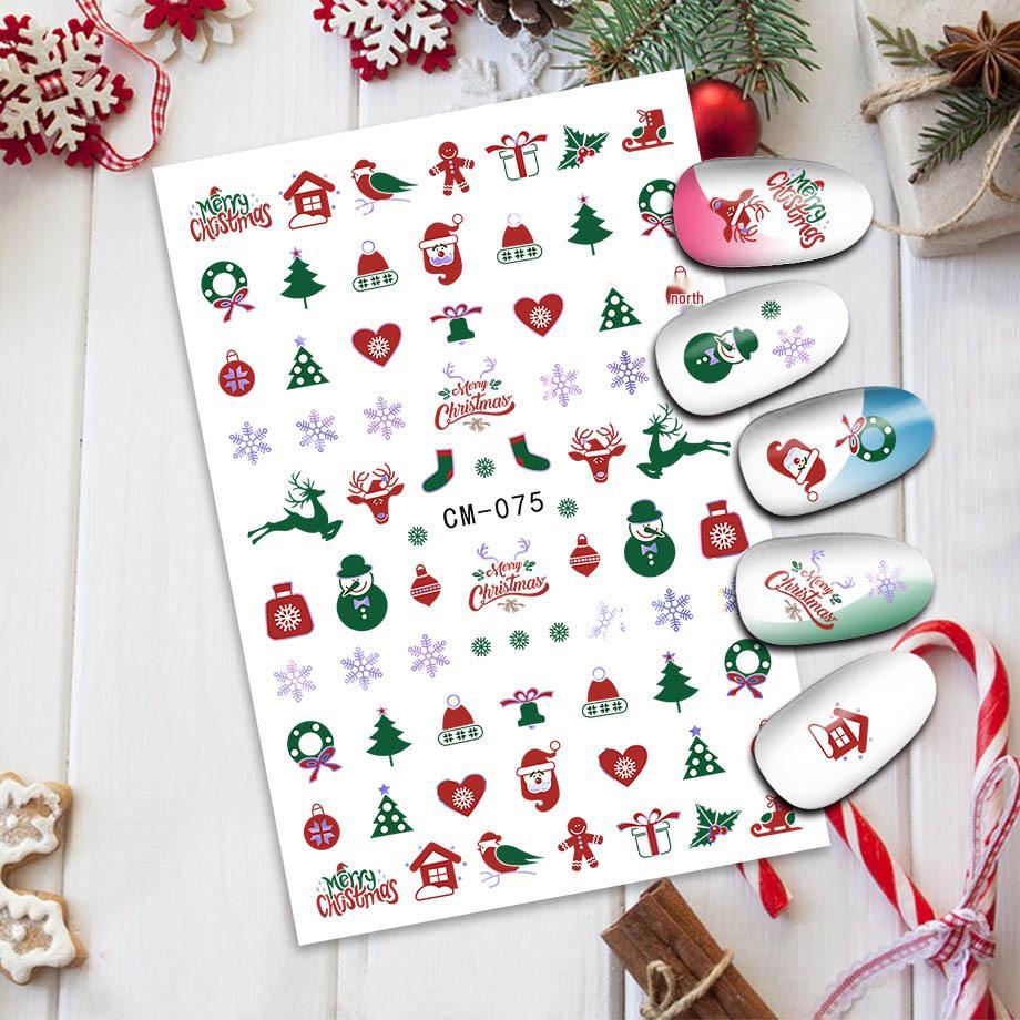 Silver Snowflake Santa Nail Stickers - Cross-Border Hot Seller Christmas Decor