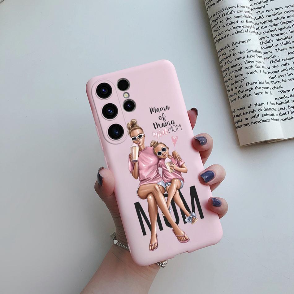 S24Ultra Case For Samsung Galaxy S24 Ultra Plus Phone Case Super Mom Baby Fashion Girls Pattern Shockproof Soft TPU Cover Coque S24 Ultra
