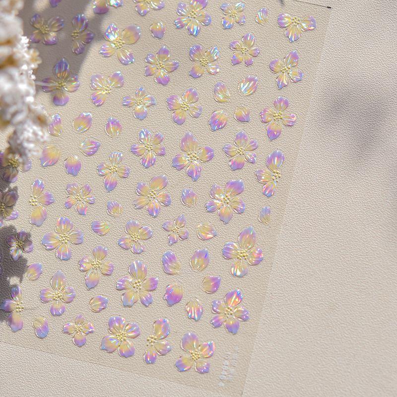 

Tomoni Flower Nail Art Sticker Crystal Flower Daisy Sunflower Tulip Nail Sticker Purple crystal flower