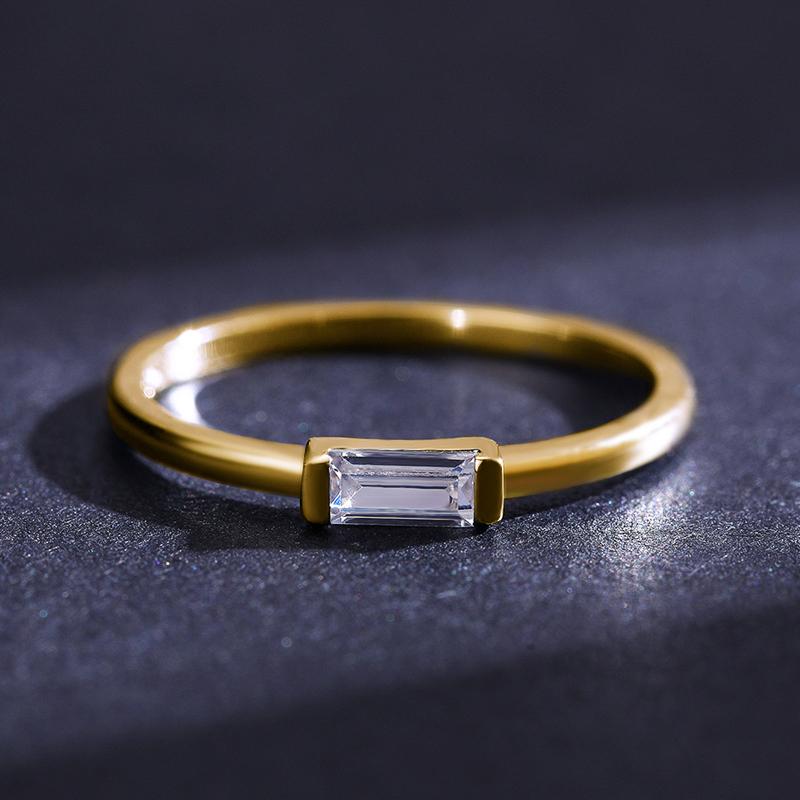 MODIAN 925 Sterling Silver Fashion Emerald Cut Shiny Clear CZ Wedding Female Rings for Women Simple Rectangle Ring Fine Jewelry