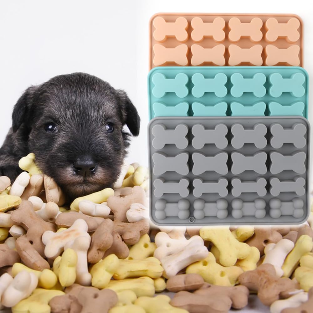Dog Snack Silicone Mold Bone Shape Baking Mold Jelly Candy Chocolate Ice Multi-use Color 3PCS