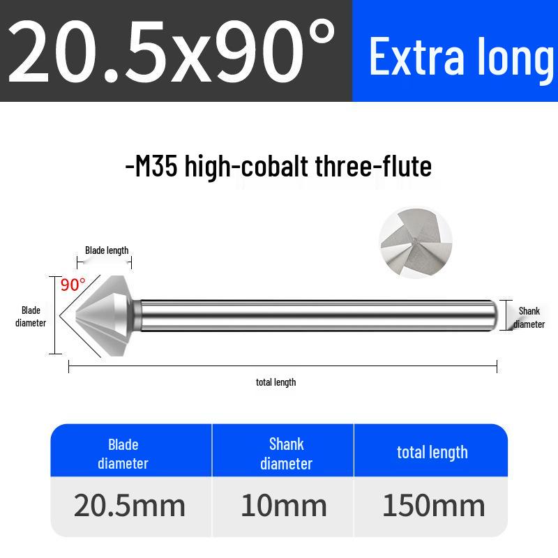 Cobalt Titanium-Plated Chamfering Drill for Stainless Steel - Single/Triple-Edge Countersink & Deburring Tool.