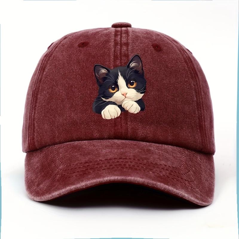 Funny Style Cat Patterned Baseball Cap with Adjustable Outdoor Casual Hat Suitable for Both Men and Women Cat Enthusiasts