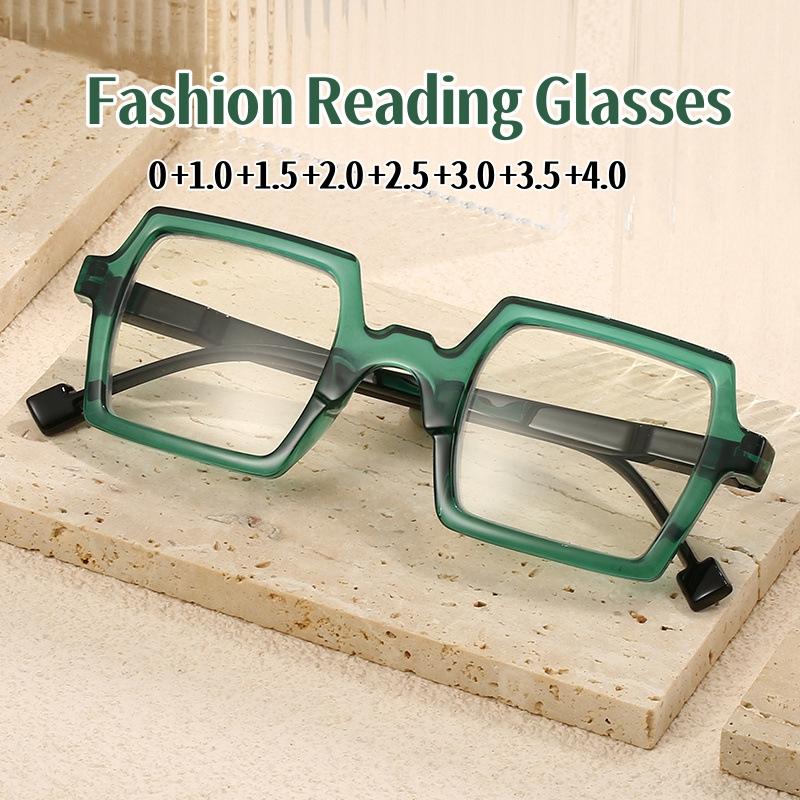Fashion Square Frame Reading Glasses for Men Women New Style Anti-blue Light Far Sight Eyewear Vintage Presbyopia0+1.0 +1.5 +4.0