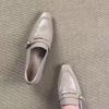 Sheepskin Version Square Head Thick Heel Fashion Women'S Temperament Small Leather Shoes Fashion Popular Loafers Trend Shallow Mouth Single Shoes