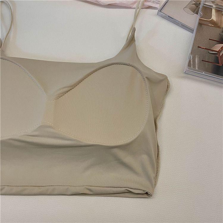 Ice Silk Strappy Tank Top with Built-in Bra, Stylish Slimming Sleeveless Design for Women, Ideal for Summer