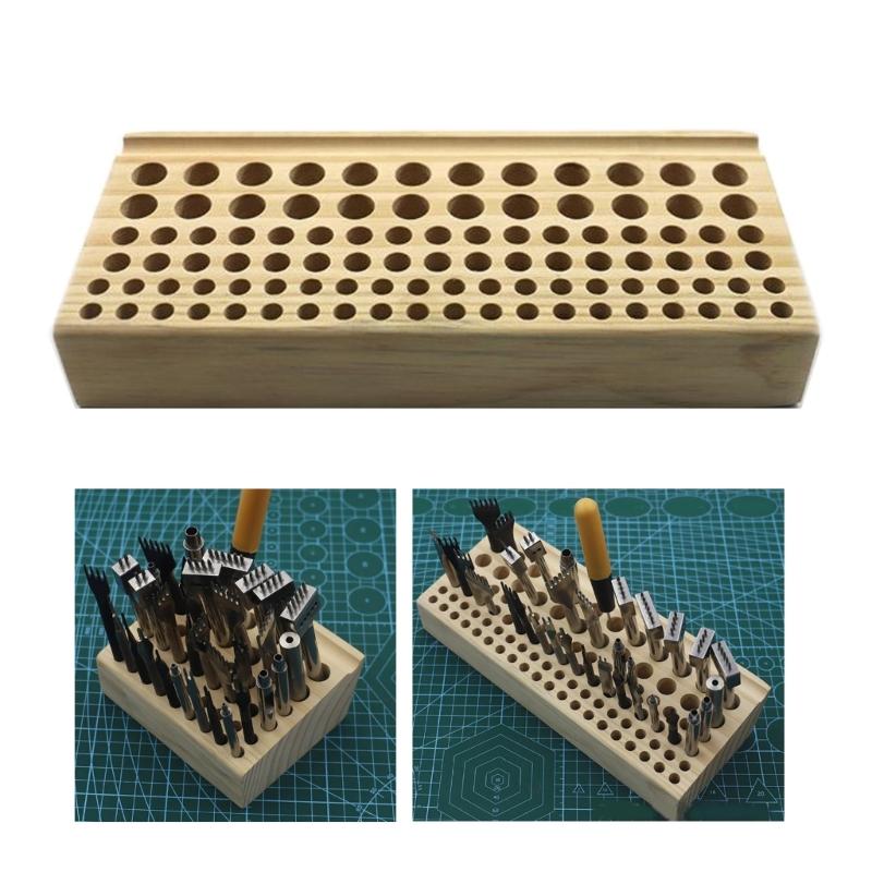 Wooden Leathercraft Tools Rack Stand Leather Craft Tools DIY Storage Rack Holder Storage Organizer Punching Tools