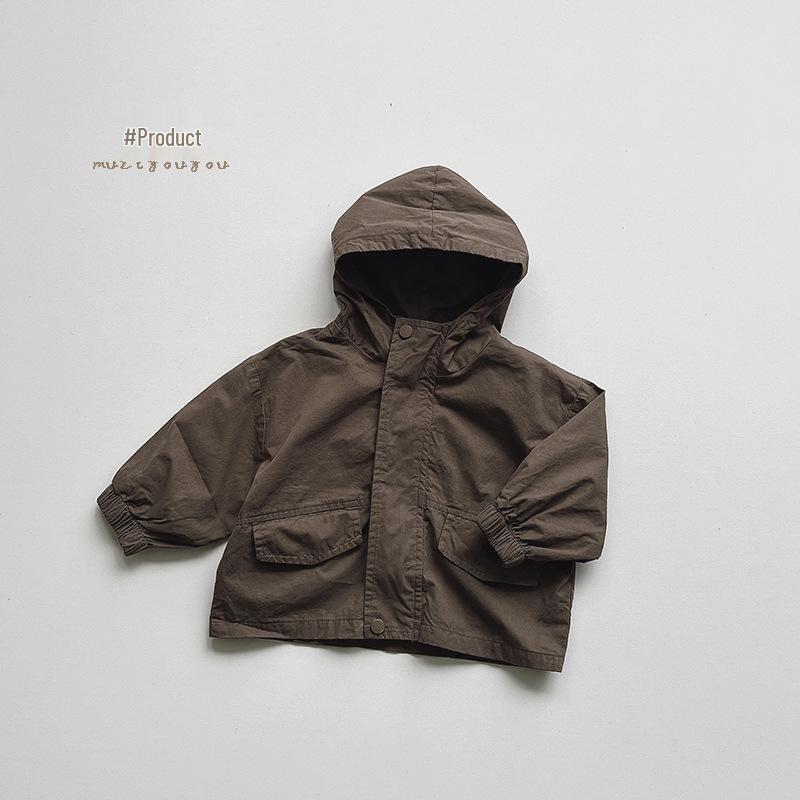 

Вдохновленная корейским стилем детская куртка на молнии в стиле мори для весны и осени 2025 – Унисекс и трендовая верхняя одежда 130 cm темный кофе