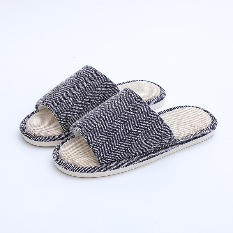 

New four seasons linen slippers women s summer home cotton and linen home couple non-slip spring and autumn floor slippers indoor men 44-45 Темно-синій