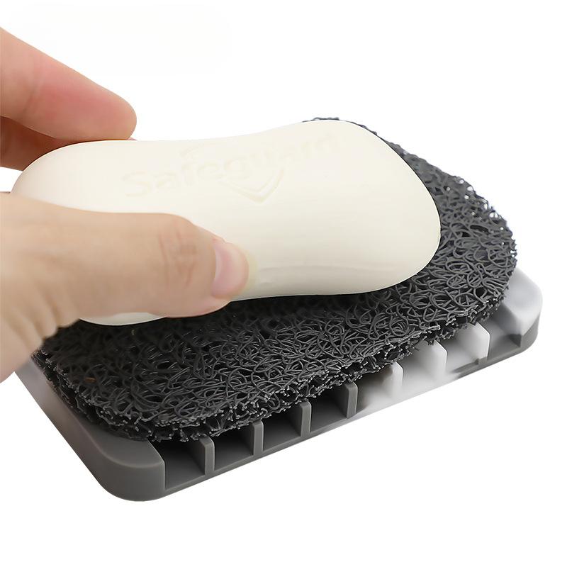 Silicone Soap Box Drain Rack with Mat Dry Non-hydrating Soap Tray Soap Tray Soap Mat Coil Set
