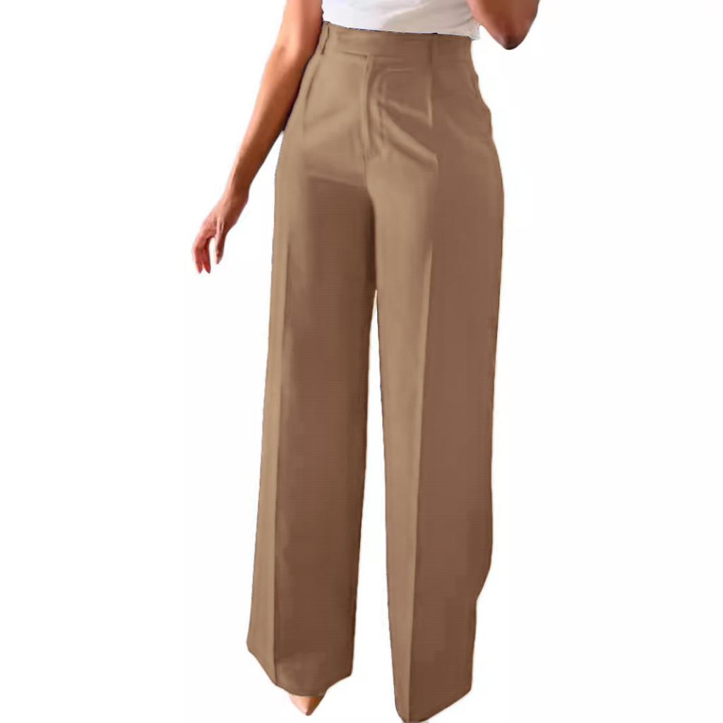 Women High Waist Straight Leg Long Commute Casual Formal Suit Pants
