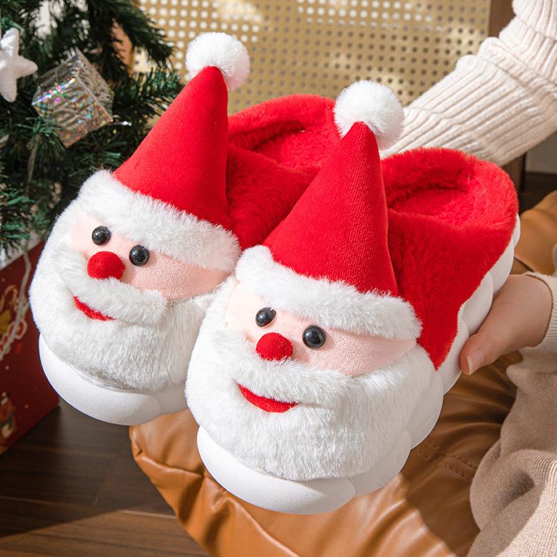 Fashion Cute Santa Claus Cotton Casual Warm Slippers for Couples 2025 Winter Fashion Soft Soled Comfortable Christmas Day Plush Draggers