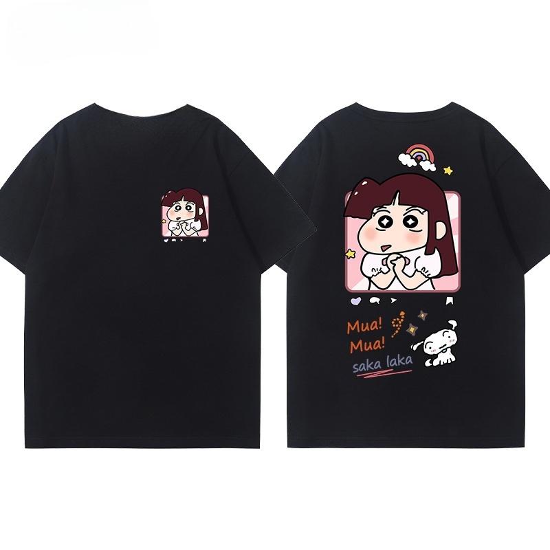 New Summer Cotton Cartoon Crayon Shin Chan Printed T-shirt for Children Street Men and Women Summer Fashion Casual Top, T-shirt