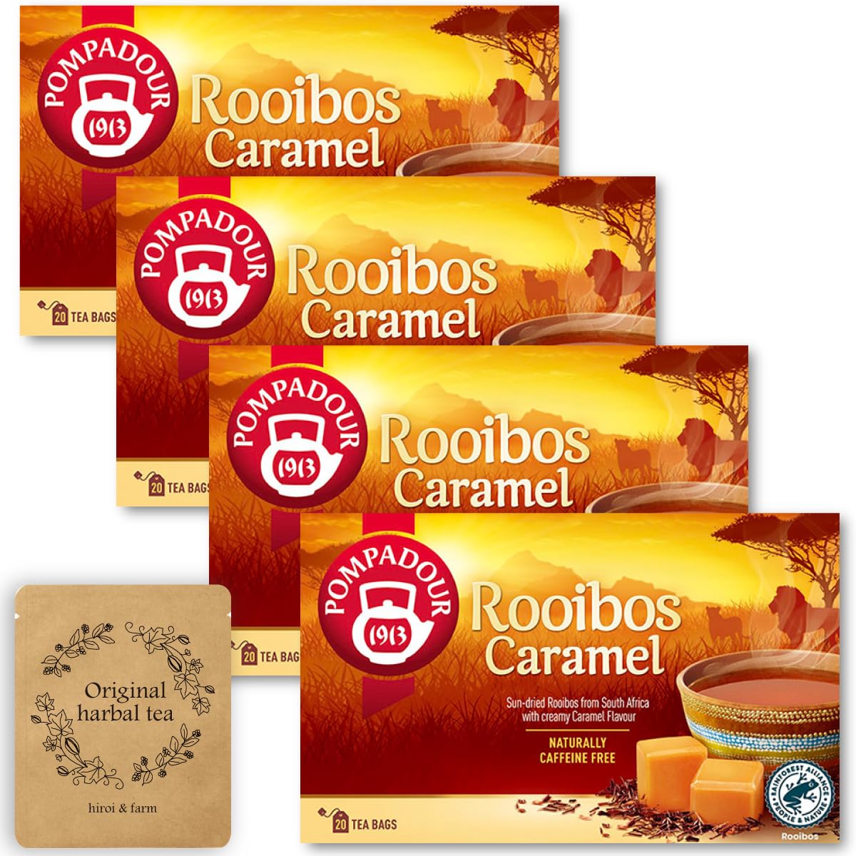 

Помпадур Ройбуш Карамель х 4 коробки Оригинальный травяной чай Образец (20ТБ) +