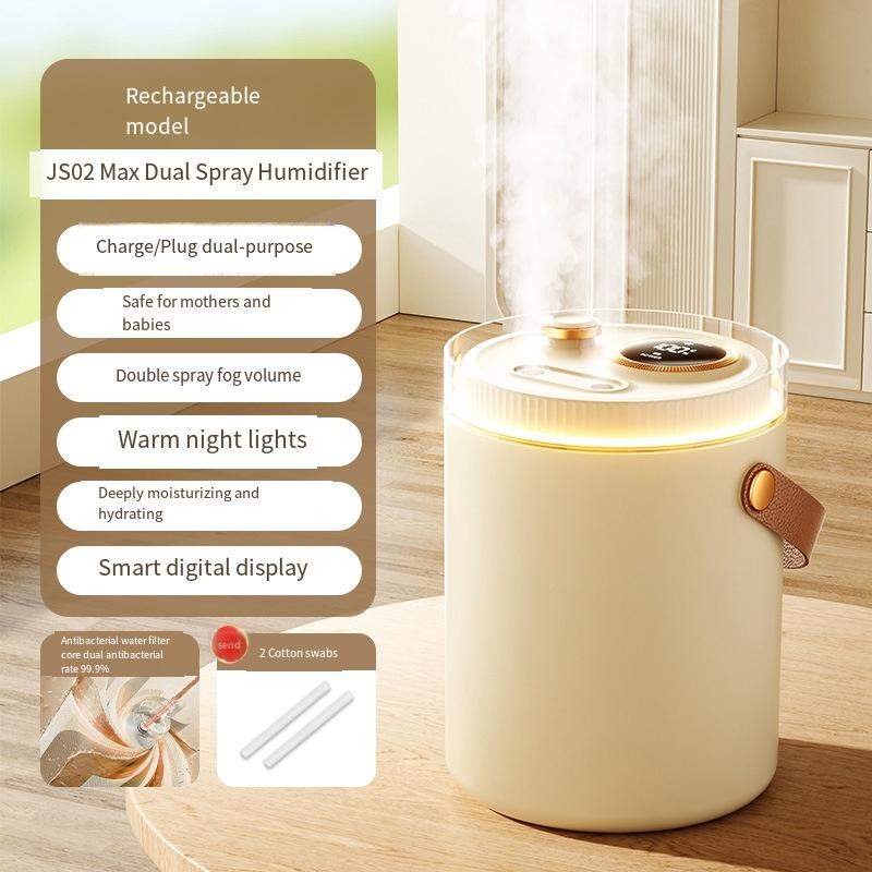 Air Humidifier Professional Large Capacity Household Silent Air Humidifier USB Rechargeable Dual Spray Humidifie LED Night Light