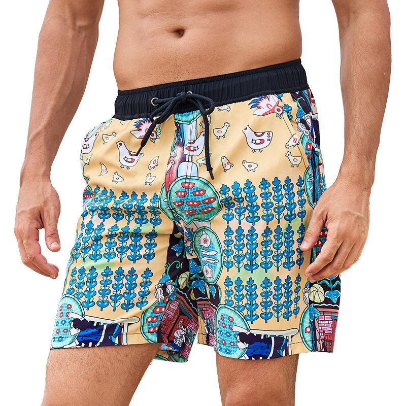 GD summer new men's shorts fashion vacation pants men's four corners milk silk lining