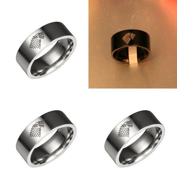 Exquisite Stainless Steel Ring Featuring The Iconic House Stark Ice Wolf Design