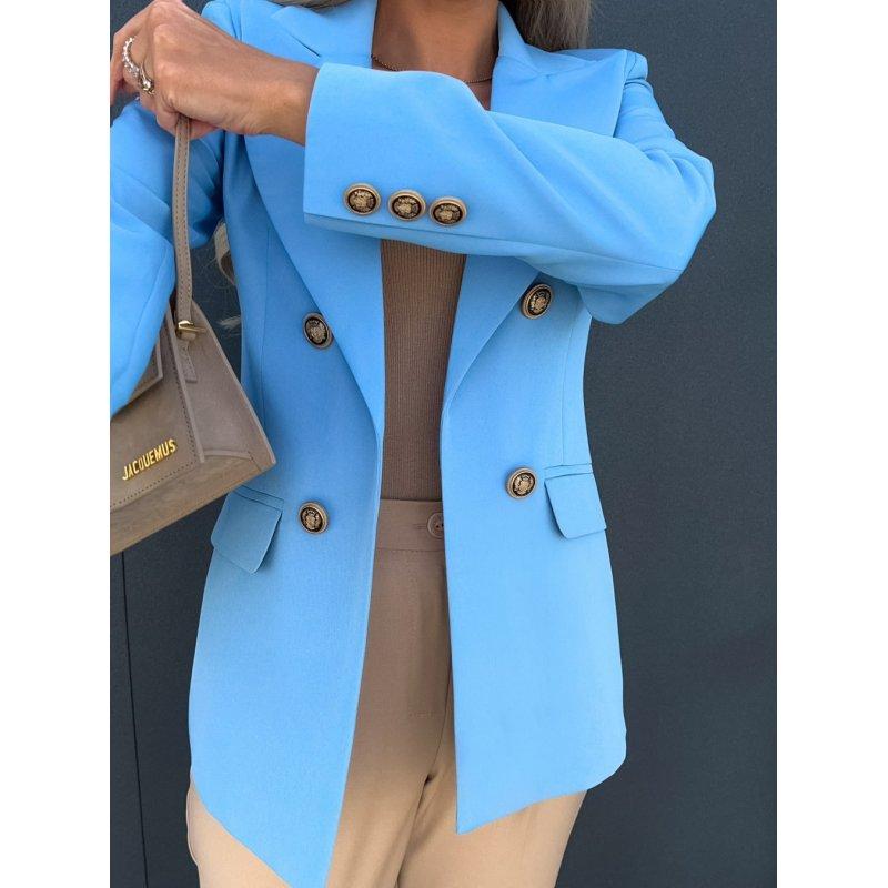 Tooxika New Autumn And Winter Casual Solid Color Double-breasted Suit Jacket