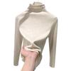 Damen H393 Rollkragen Warm Schlankmachend Langarm Oberteil - Herbst/Winter Einfarbig Vielseitiges Mid-Neck Basisschicht Shirt.
