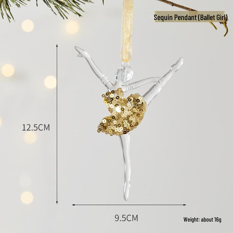 Gold-Edged Acrylic Snowflake Christmas Tree Pendant for Window Display