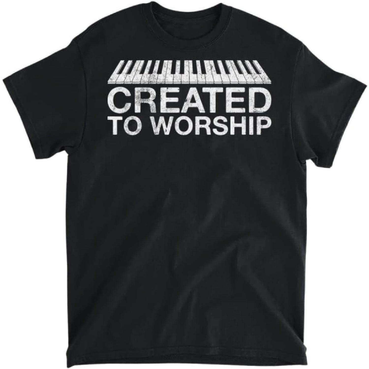 

Created to Worship Music Piano Keyboard Pianist T-Shirt, Tank Top, Long Sleeve Shirt, Sweatshirt, Hoodie Men Women Kids Made in Canada XXXXXL різнокольоровий