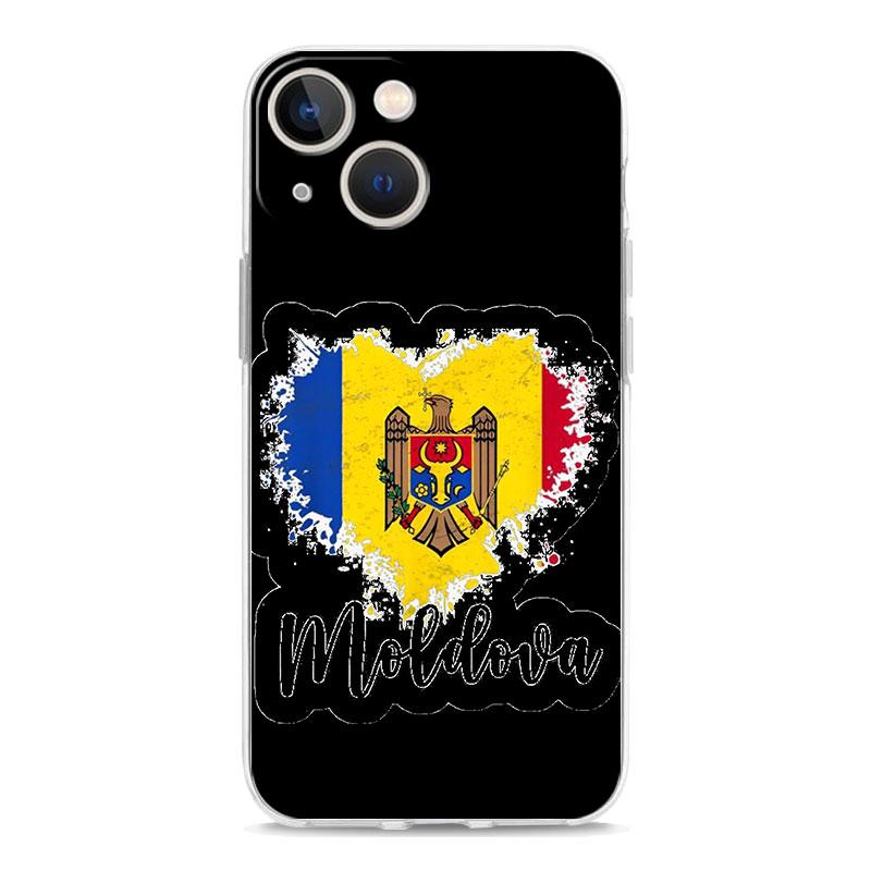 Capa de Celular Para iPhone 17 Air Cases iPhone 16 15 12 13 14 Pro Max SE 7 8 Plus iPhone11 Capa Macia Transparente Bandeira da Moldávia