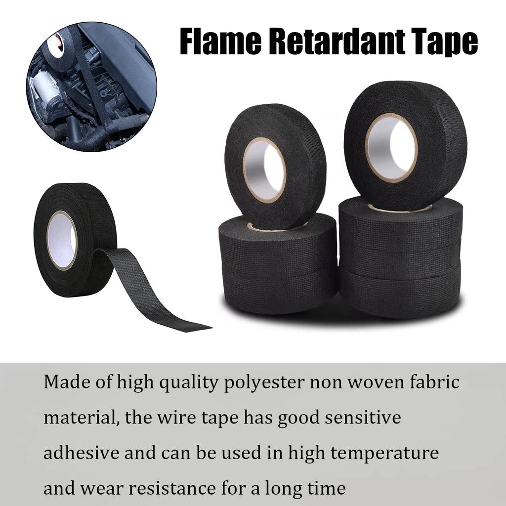 10/15M 9/15/19/25mm Heat-resistant Adhesive Cloth Fabric Tape For Automotive Cable Tape Harness Wiring Loom Electrical Heat Tape