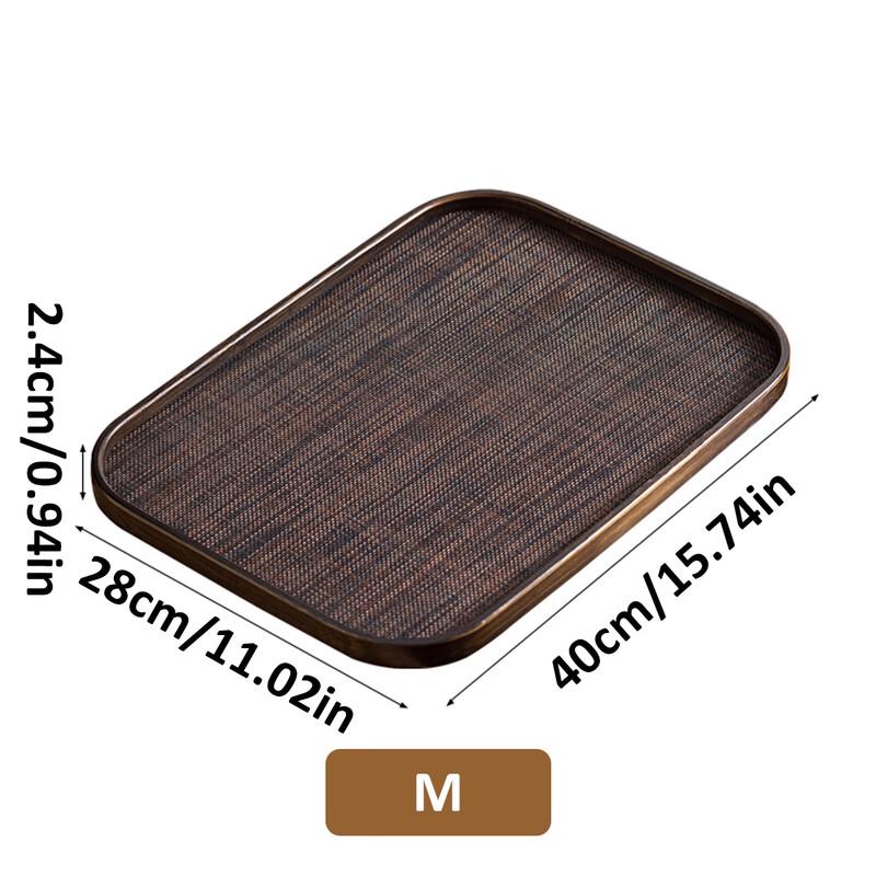 Wutuo Retro Gold Rattan Tea Tray