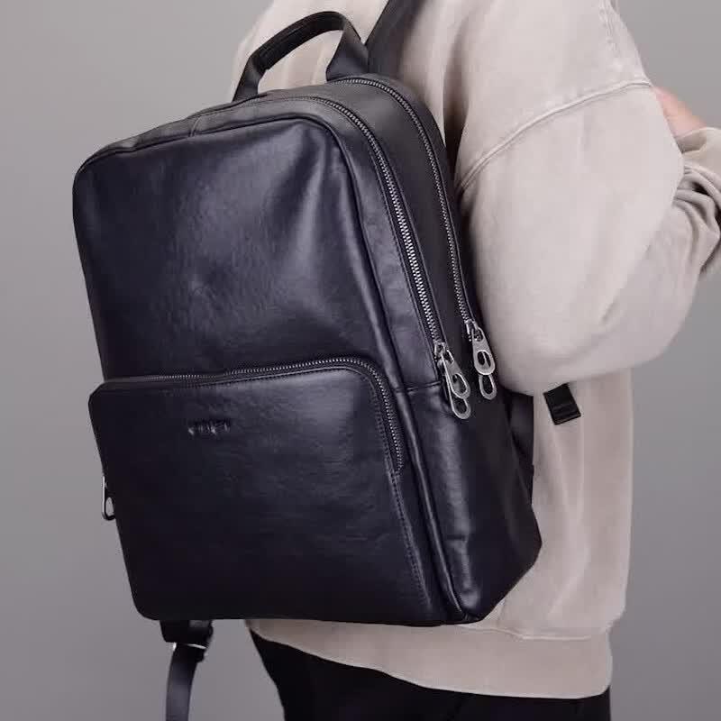 Navigare Men's Top-Grain Leather Laptop Backpack