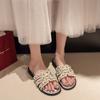 Flat-bottomed pearl slippers women's summer wear new fashionable soft-bottomed breathable beach cool slippers