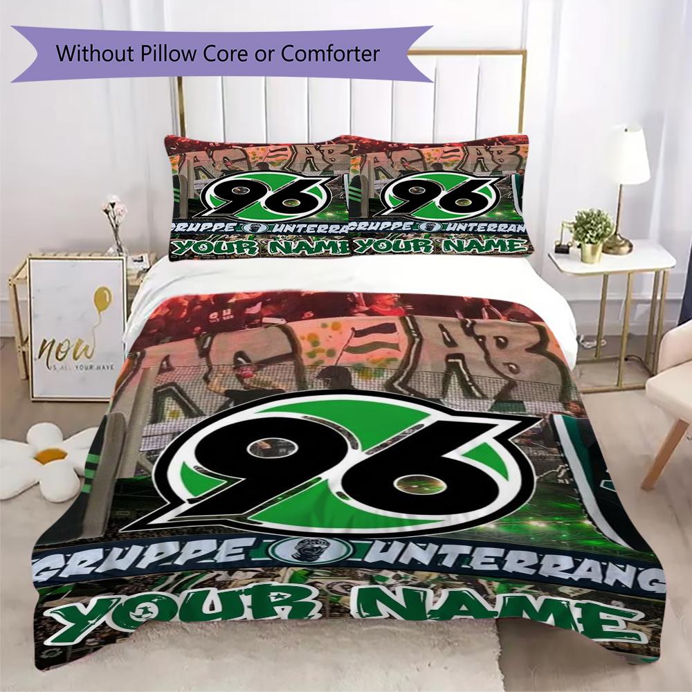 Custom Name Hannover 96 Pattern Bedding uilt Set uilt Cover Pillowcase Home Decoration Birthday Gift (1*duvet cover+2*pillowcase without core)