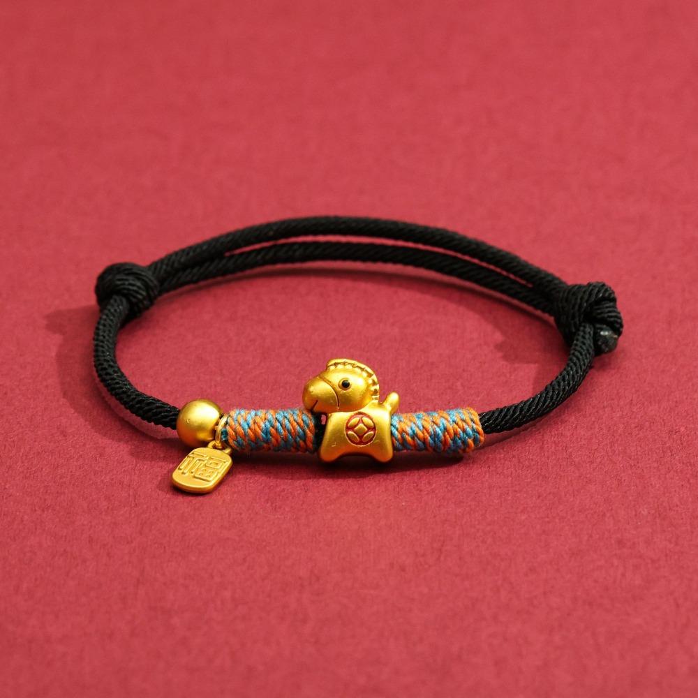 Cute Chinese Style Horse Year Bracelet 2026 2026 Horse Year Gold Lucky Pony Red Rope Blessing Zodiac Horse Fortune Bracelet Gift