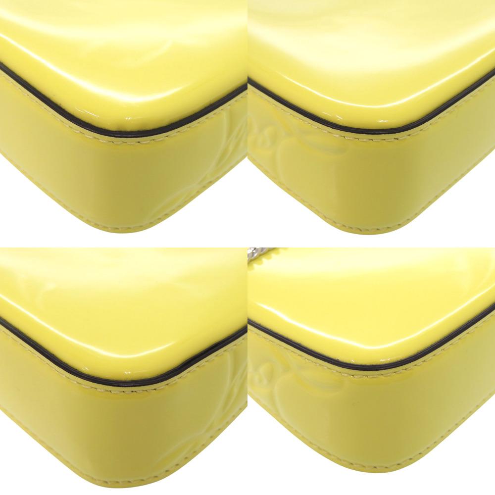 Used AUTHENTIC Christian Louboutin LOUBILA Chain Shoulder Bag Yellow Patent Leather