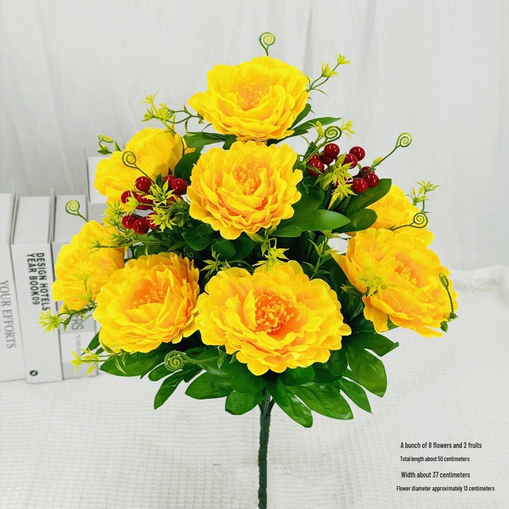 Curly Edge Red Rose Bouquet - 6 Head Artificial Silk Flowers for Living Room Decoration