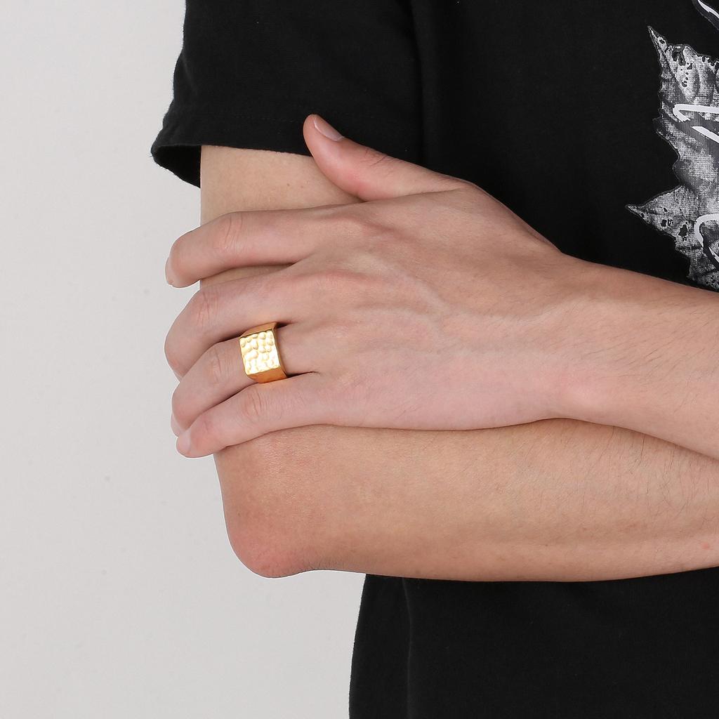 Kalen Stainless Steel Geometric Square Round Ring Men‘s Hip Pop Cool Boy Gift #7-#11 Chunky Anillos Polished Trend Jewelry