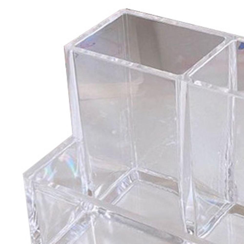 Clear Acrylic Pen Holder 3 Compartments Transparent Pen Holder Pencil Organizer Countertop Desk