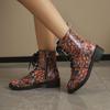 Große, lässige Schneestiefel mit dicker Sohle, Herbst-Winter-Schnürstiefel aus PU mit Mittelrohr, bedruckt, mehrere Farben, Schuhe 35-43
