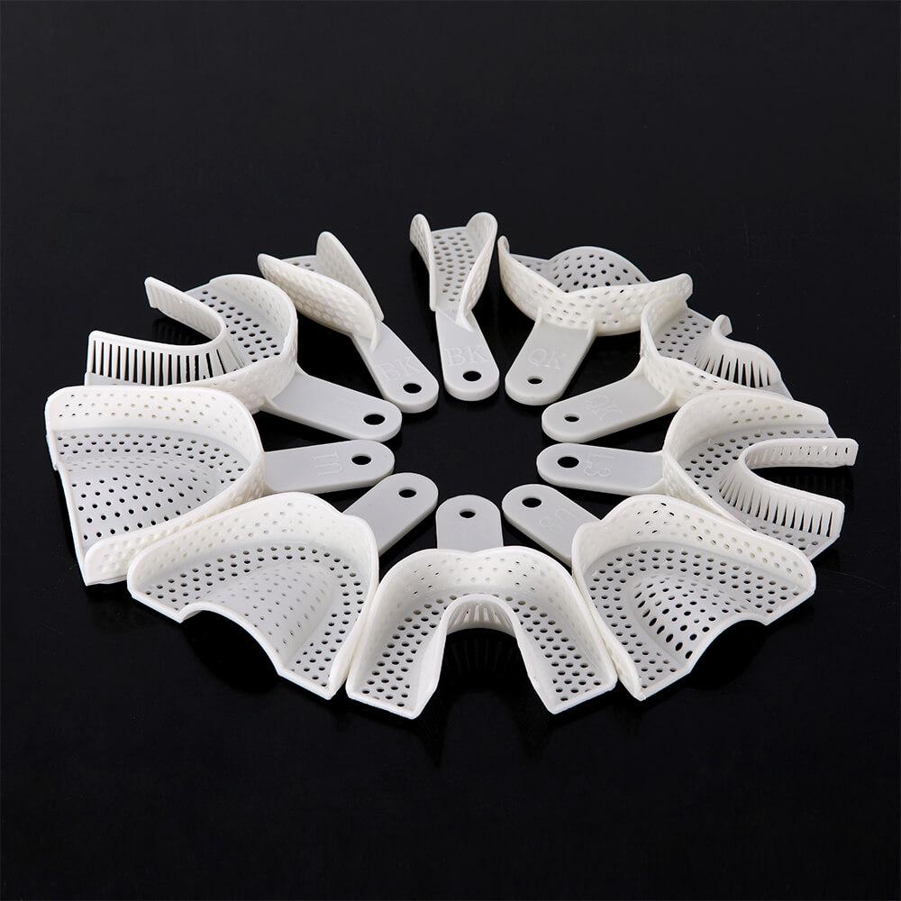 10Pcs Dental Impression Trays Perforated Bite Tray Teeth Holder Oral Care Dentist Lab Materials