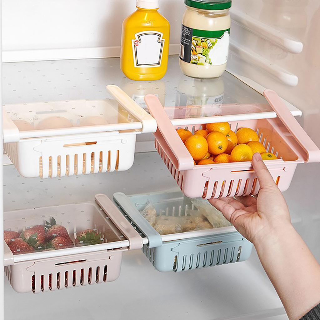Fridge Drawer Organizer, Stretchable Fridge Shelf Holder Storage Box, Pull-Out Refrigerator Storage Box Holder Food Organizer, Container For Food